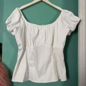 Pinup Couture PUG white peasant top 2XL - VGUC